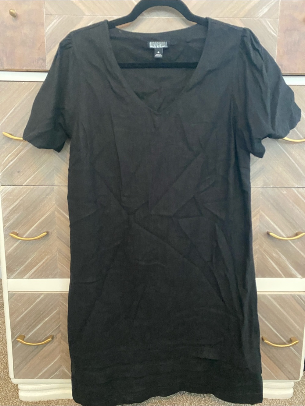 Nicole Miller Black Short Sleeve V-Neck Dress